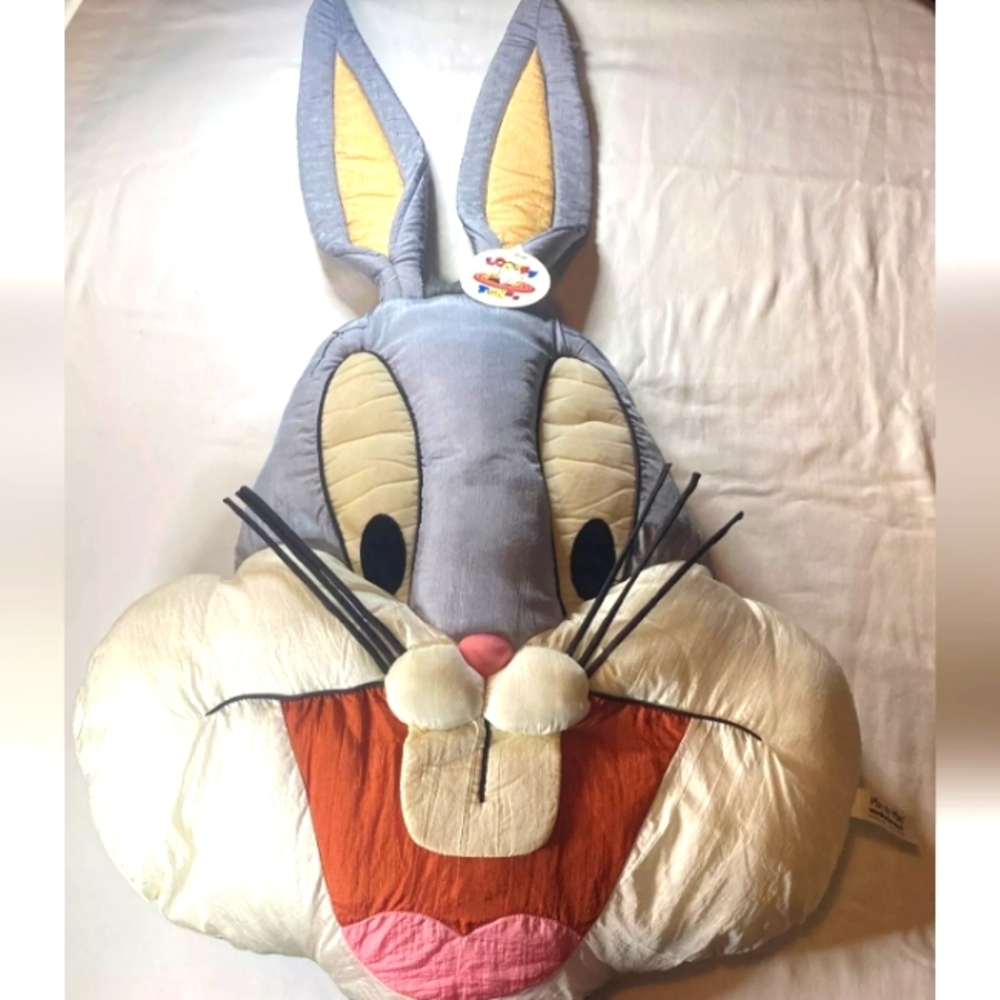 Vintage Looney Tunes Bugs Bunny Pillow Head 1994 Plush Has Tags But A Few Flaws